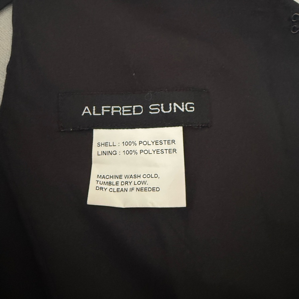 ALFRED SUNG Black One-Shoulder Maxi Evening Gown - Picture 4 of 9